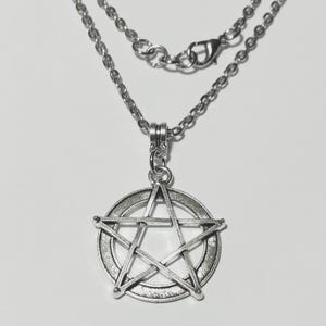 Silver Pentacle Necklace | Gothic Pagan Witchcraft Jewelry (Repurposed Chain)