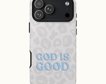Christian Animal Print Phone Case White & Blue - God is Good