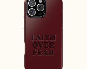 Faith Over Fear Phone Case - Red Elegant Christian Design