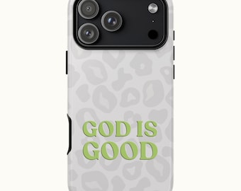 Christian Animal Print Phone Case White & Green - God is Good