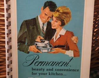 Vintage Permanent Stainless Steel Cookware Recipe Book Spiral Bound Mid Century Cookbook Retro Kitchen Recipes 1969