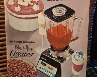 Vintage 1968 Osterizer Spin Cookery Blender Cookbook | Mid Century Recipe Book | Pulse-Matic Oster Blender Retro Kitchen