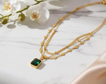 Halsbandset i lager i guld | Eleganta stapelbara smycken för henne | Mattbeständig vattentät guldkedja