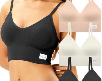 Livona 3 Pack Soft Wireless Bra, Everyday Yoga Top , Padded Fitness Bralette