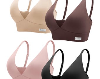 Livona Women’s Wireless Bras 4-Pack – Removable Padded Sports Bralettes S-XXL