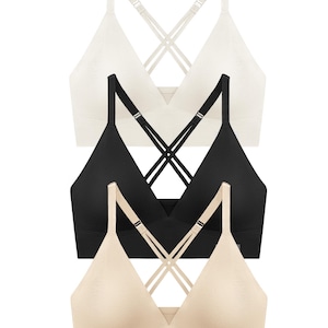 4Leezy Laser Cut Bralette – Racerback Sports Bra with Removable Padding, Adjustable Straps