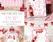 Shes Ready to Pop Pink Baby Shower Invitation Bundle, Printable Soda Baby Shower Invite, Games, Spring/Summer Girl Baby Shower Template