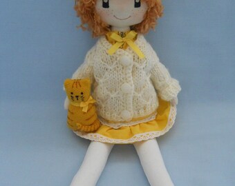 Textile Doll Emma, soft doll, rag doll
