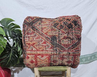 Vintage Ottoman Pouf, Handmade Boho Footstool Living Room, Pouf Ottoman, Pouf Boho Footstool, Pouf Bohemian Home Decor, Wool Boho Pouf.