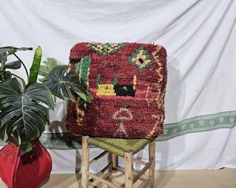 Square Berber Pouf, Handmade Moroccan Pouf Ottoman, Moroccan Home Decor Rug, Handmade Moroccan Boho Pouf, Berber  Cushion Pouf.
