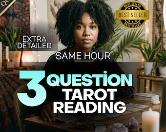Up to 3 Questions Tarot Reading or Psychic Reading, Same Hour Guidance PDF, Love & Career Insight