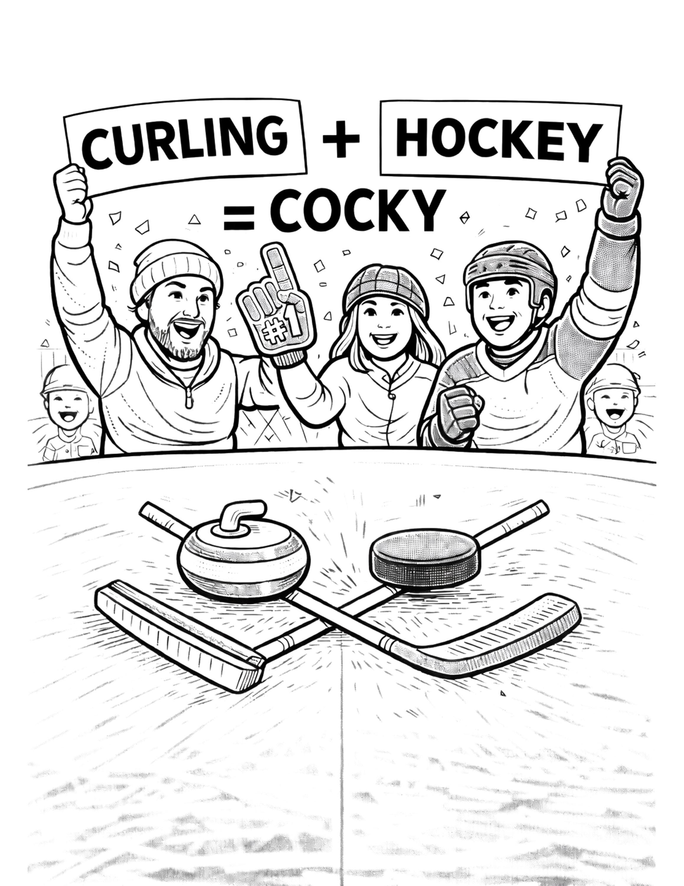 Cocky: Curling + Hockey = COCKY! the Coloring Book | 46 Pages PDF ...