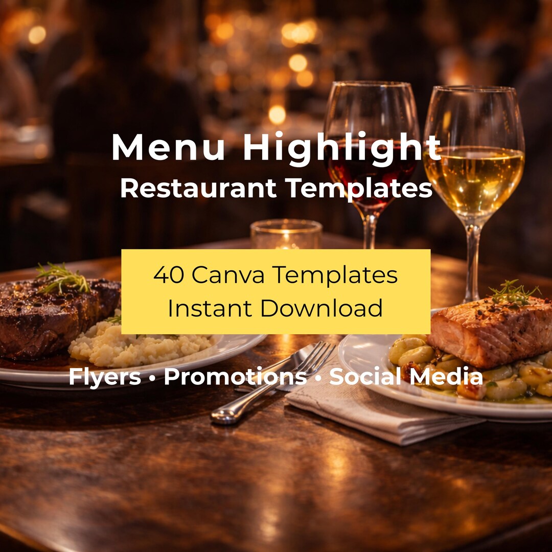 Restaurant Menu Highlight Canva Templates Promotion Flyers - Etsy Canada