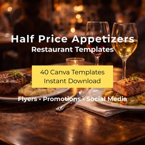 Restaurant zum halben Preis Vorspeisen Canva Vorlagen Promotion Flyer