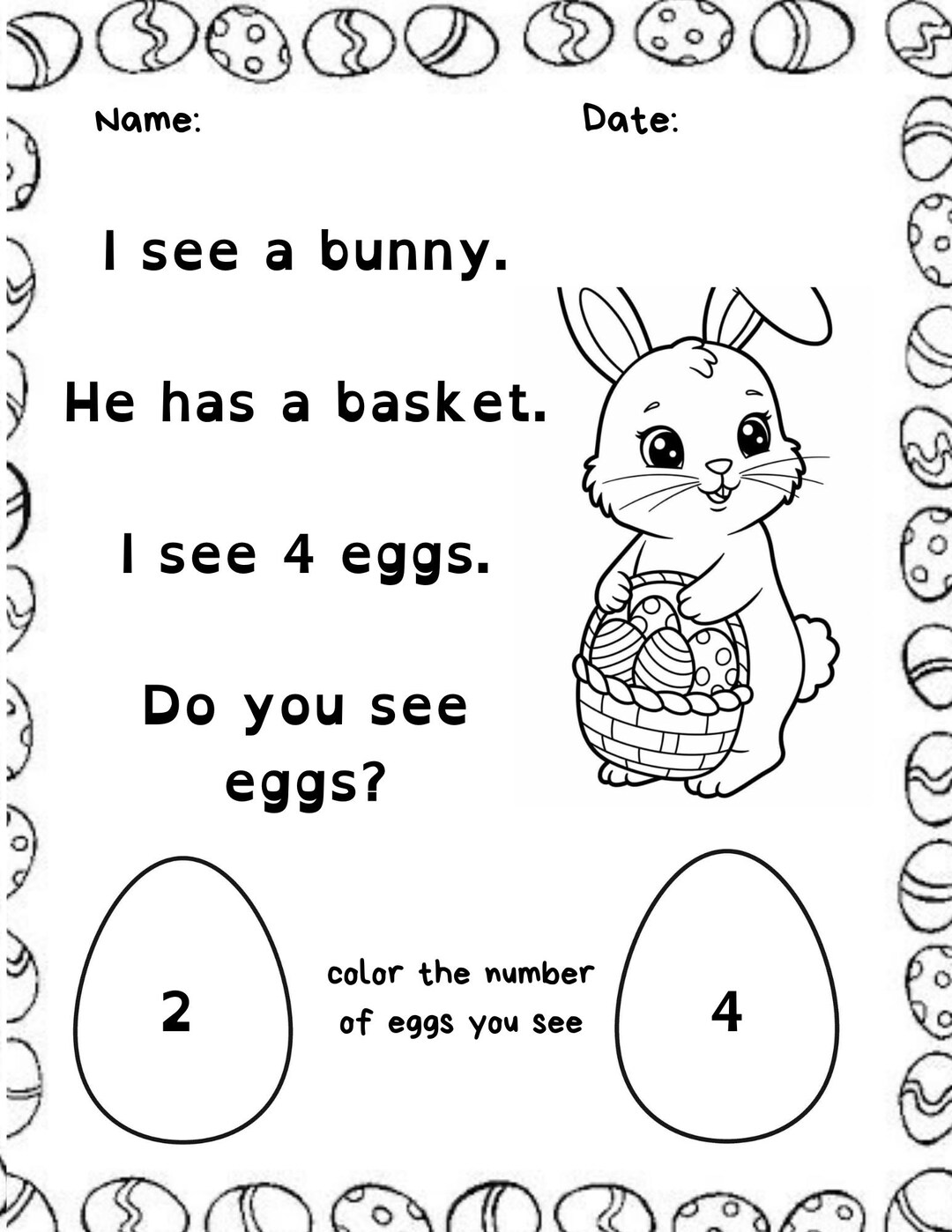 Digital / Printable Easter Math Worksheet - Etsy