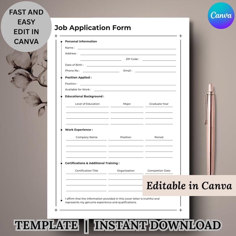 Ats-friendly One-page Resume Template, Modern Job Application Form ...