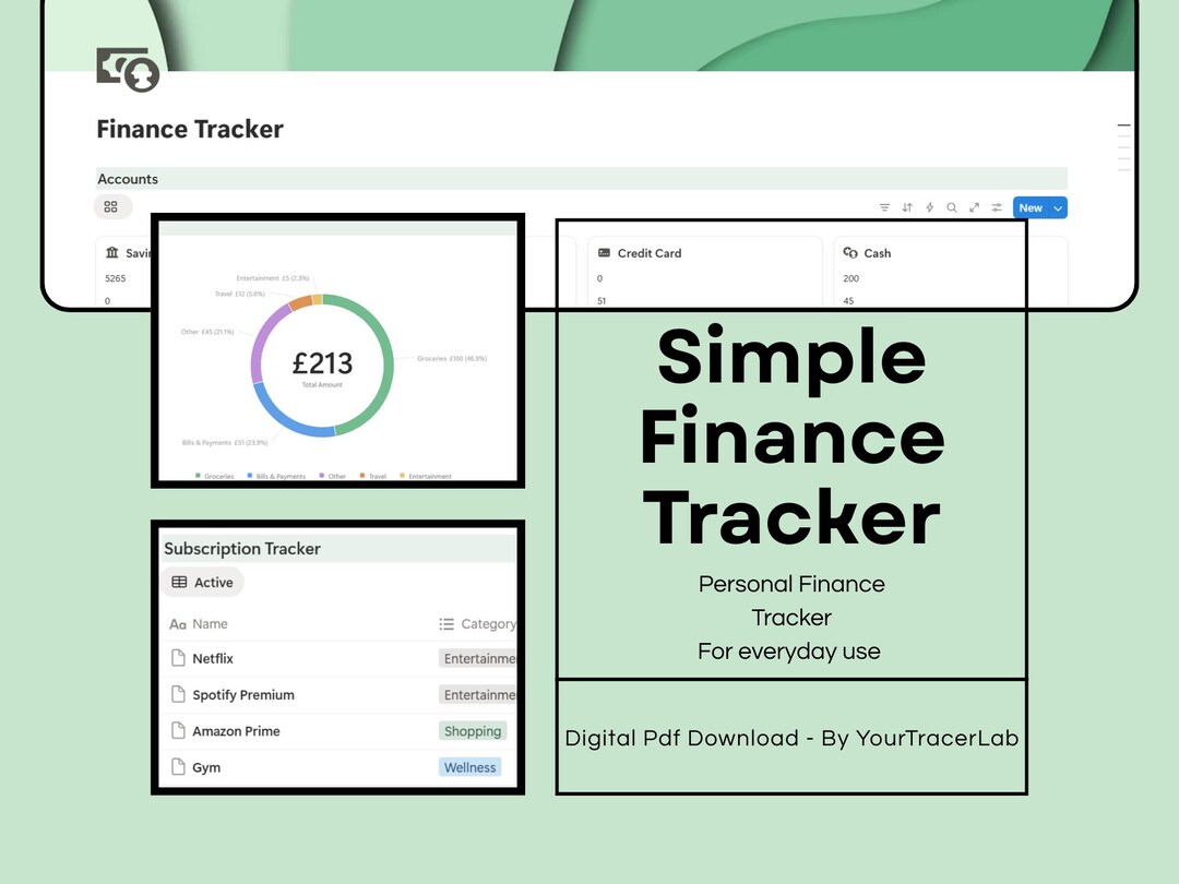Simple Notion Personal Finance Tracker | Budget Planner & Expense ...