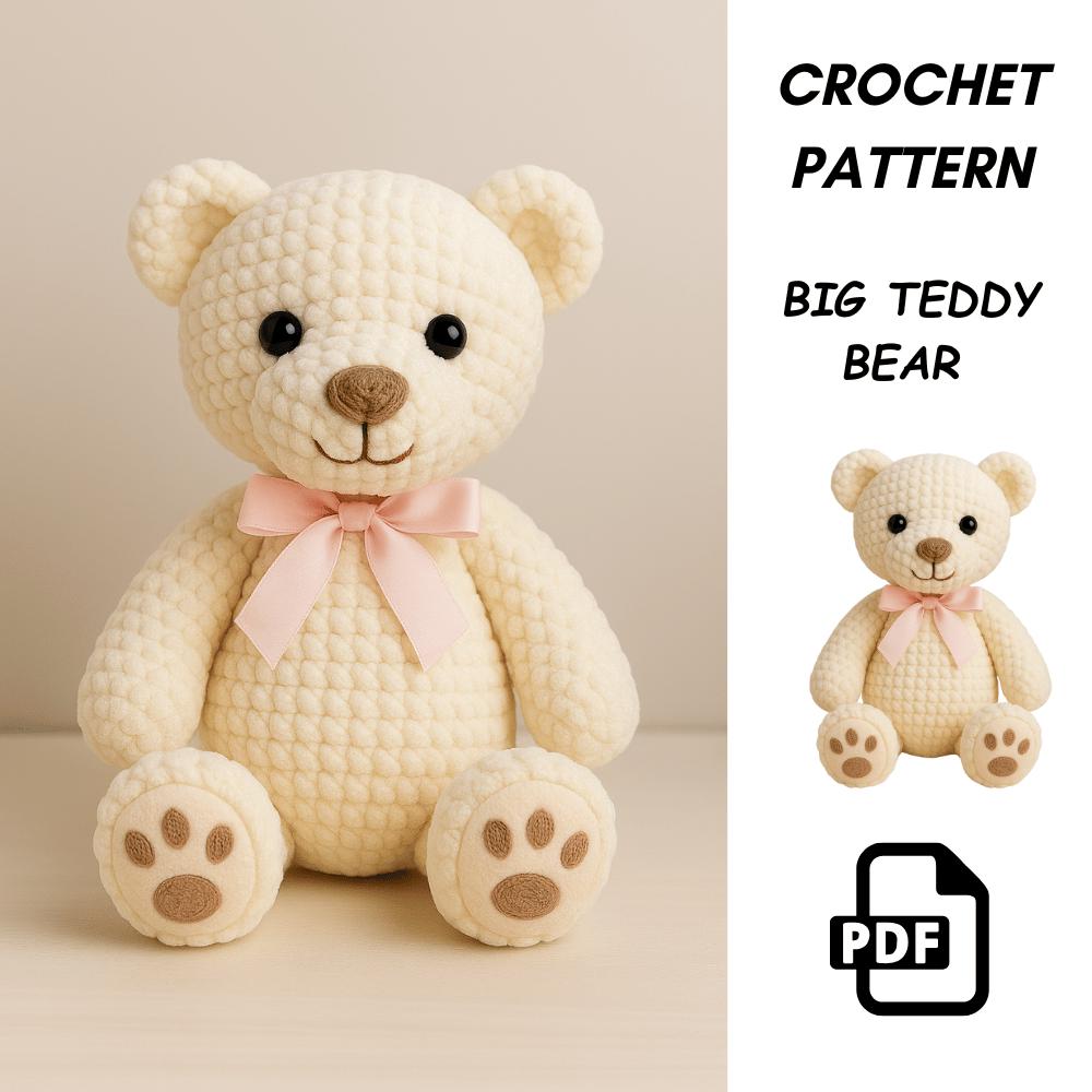 Big Teddy Bear Crochet Pattern PDF | Oversized Amigurumi Plush | DIY ...
