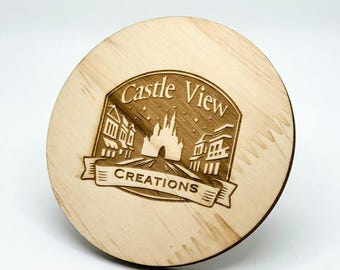 Custom Personalized Laser Cut Wooden Coaster – Engraved Logo or Monogram