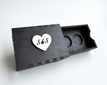 Personalized Wooden Double Ring Box – Wedding Ring Holder