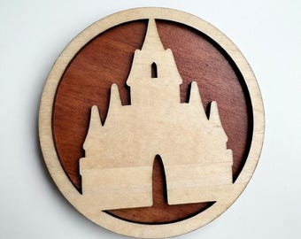 Fantasy Castle Coasters | Stained Basswood Drinkware Set (Set of Four)