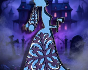 Haunted Mansion Bride Layered Wood Art | Laser Cut Ghost Silhouette, Gothic Decor