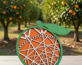 Layered Wood Orange Grove Wall Art | Hand-Painted Sunshine State Decor