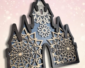 Layered Wood Castle Wall Art | Basswood Fairytale Mandala Home Decor