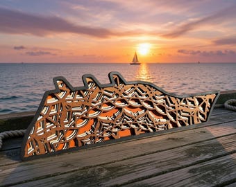 Laser Cut Sail Away (Orange) Layered Wall Art – Tropical Cruise Sunset Enchanted Home Decor