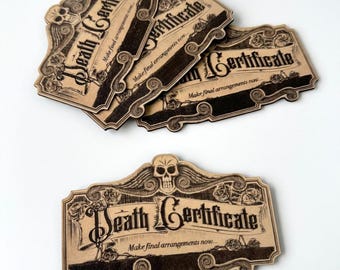 Death Certificate Magnet - Haunted Fridge Magnet - Make Final Arrangements Now