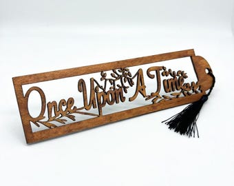 Laser Cut Wooden Bookmark – Enchanted Fairy Tale Storybook Design, Basswood Tassel