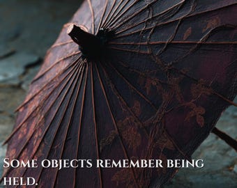 Dark Asian Wall Art Print, Abandoned Oil Paper Umbrella Decor, Chinese Parasol Poster, Moody East Asian Aesthetic, Instant Download