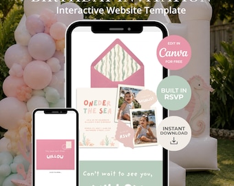 Oneder (Under) the Sea Birthday Website Template | Editable Canva Download