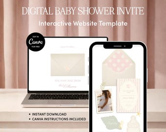 Plantilla para sitio web de baby shower rosa "Sea You Soon" / Descarga editable en Canva
