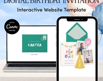 It's Fun to Be One Birthday Website Template | Editable Canva Download