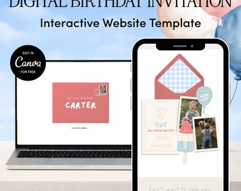 One All American Boy Birthday Website Template | Editable Canva Download