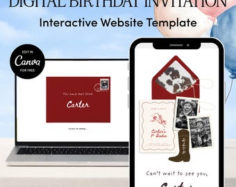 First Rodeo Birthday Website Template | Editable Canva Download
