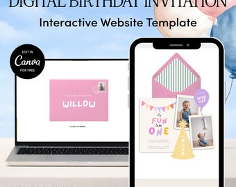 It's Fun to Be One Birthday (Pink) Website Template | Editable Canva Download