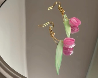 Pendientes colgantes de tulipán