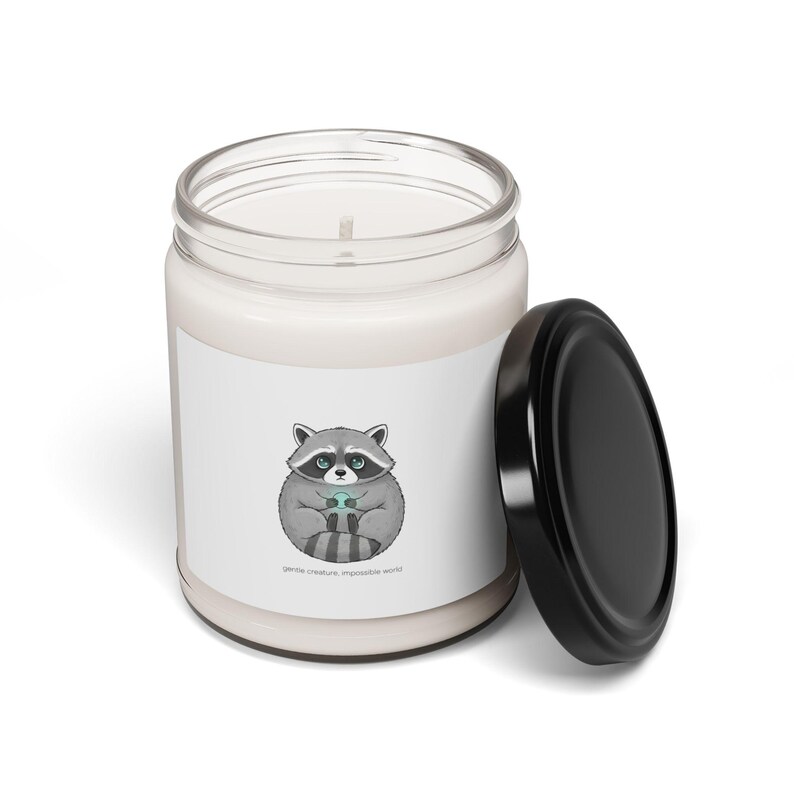Sad Raccoon Illustration Candle, Existential Animal Meme | Scented Soy ...