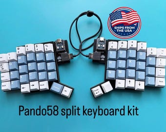 Pando58 Split Ergonomic Keyboard Kit – 58-Key Column Staggered, RP2040 Zero, MX Compatible