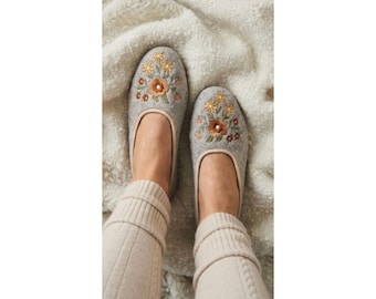 Luxury Floral Wool Slippers