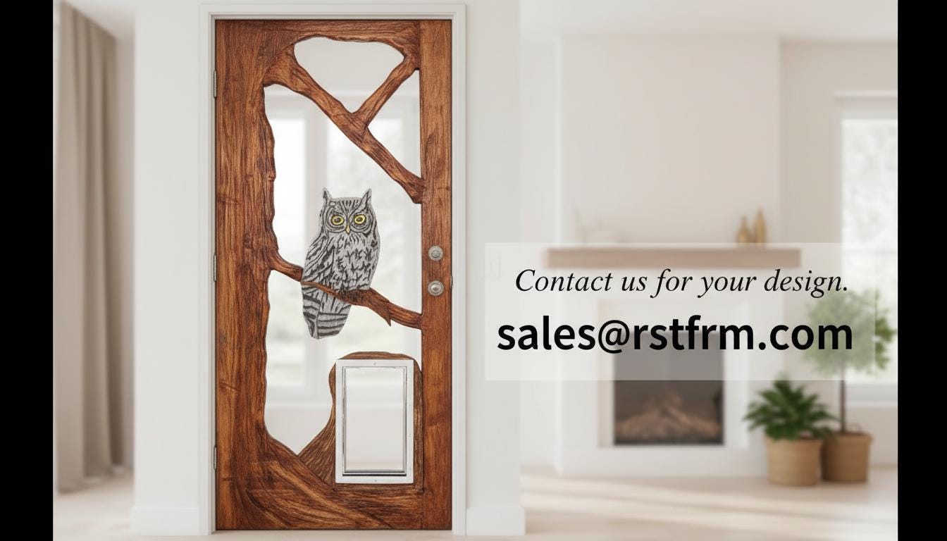 Hand Carved Owl Door | Custom Wood Entry Door | Rustic Wildlife Front ...