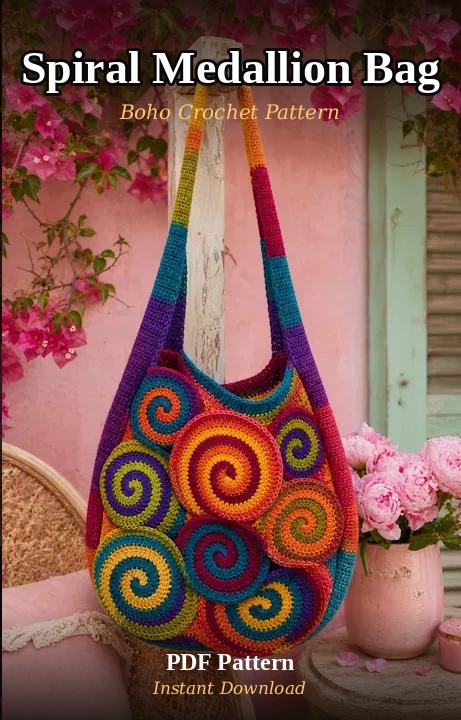 Spiral Medallion Boho Shoulder Bag
