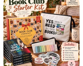 Book Club Starter Kit Gift Set | Book Lover Gift Box | Reading Tote, Sticky Tabs, Bookish Stickers & Book Club Accessories