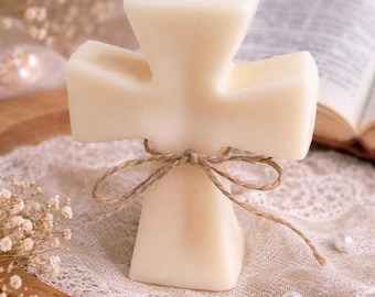 Handmade Cross Candle | Soy Wax Faith Decor, Baptism Gift