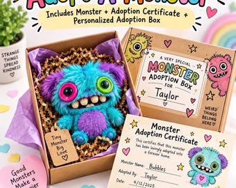 Adopt a Monster plush monster adoption kit