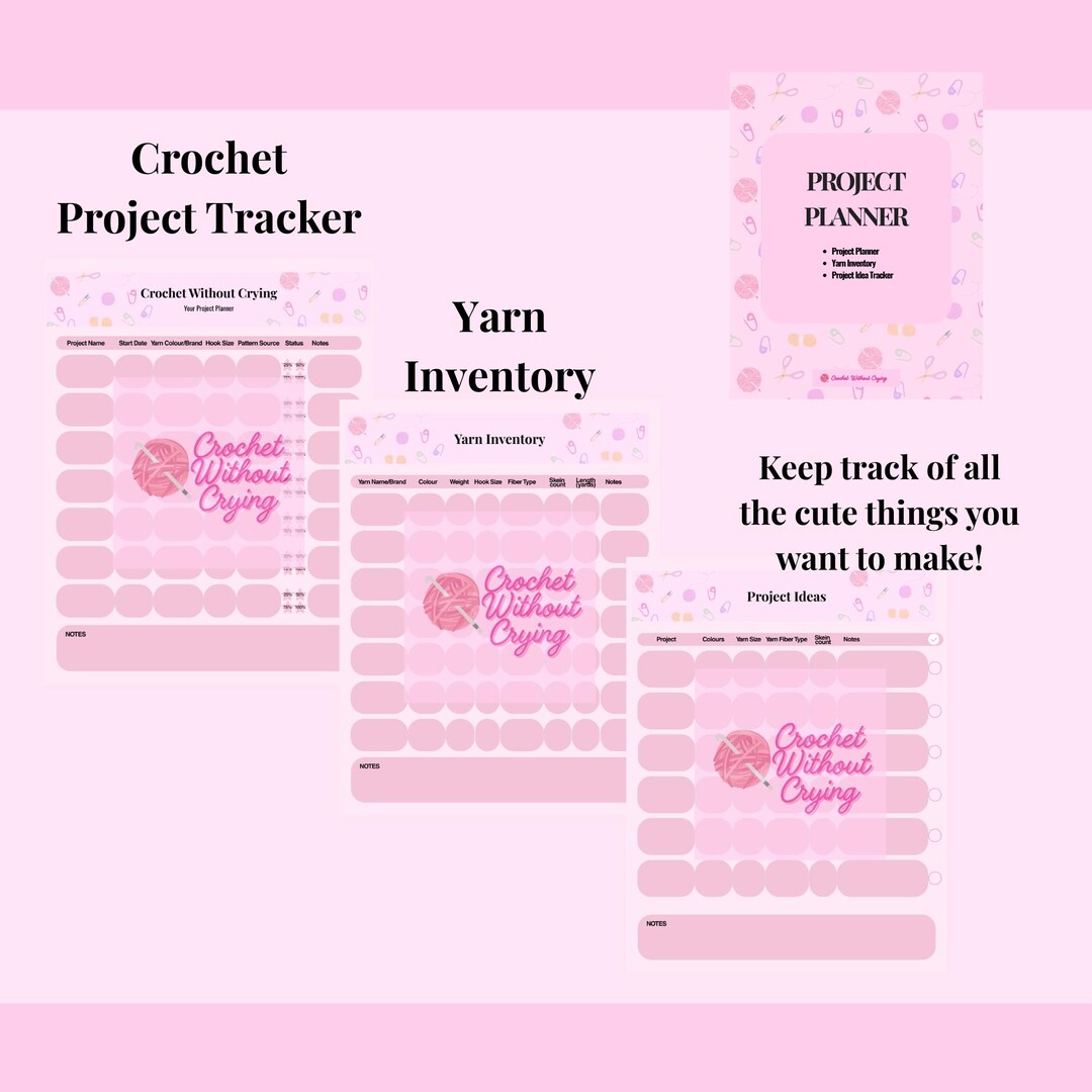 Crochet Project Planner PDF | Yarn Inventory, Ideas Tracker (pink ...
