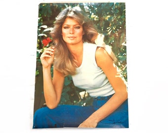 Vintage FARRAH Fawcett POSTER Flowers Pro Arts Wall Hanging retro 70s 1977 home decor TV memorabilia photo Charlie's Angels man cave 20x28