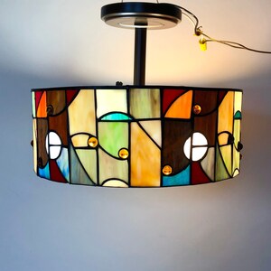 Semi flush mount 2024 stained glass light